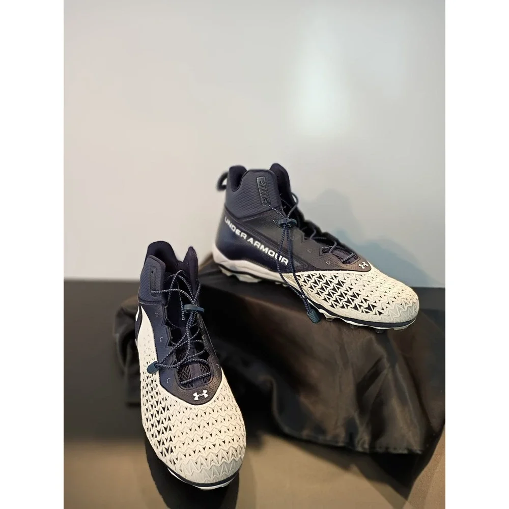 Under Armour Banshee Mid MC‎ Lacrosse Cleats Navy White Mens Size 15 3021193-402